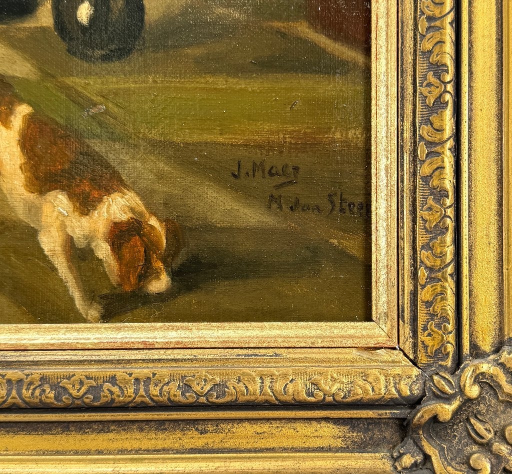 603. Schilderij, J. Maes - Het huwelijk van Tobias en Sara, Ophalen