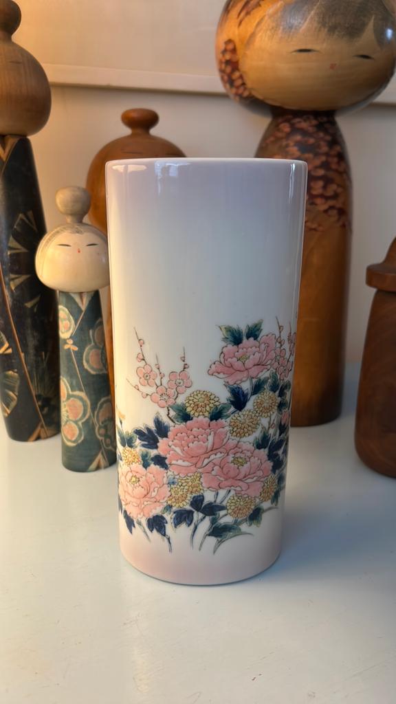 Vintage porselein porcelein vaas Japan bloemen, Ophalen of Verzenden, Gebruikt