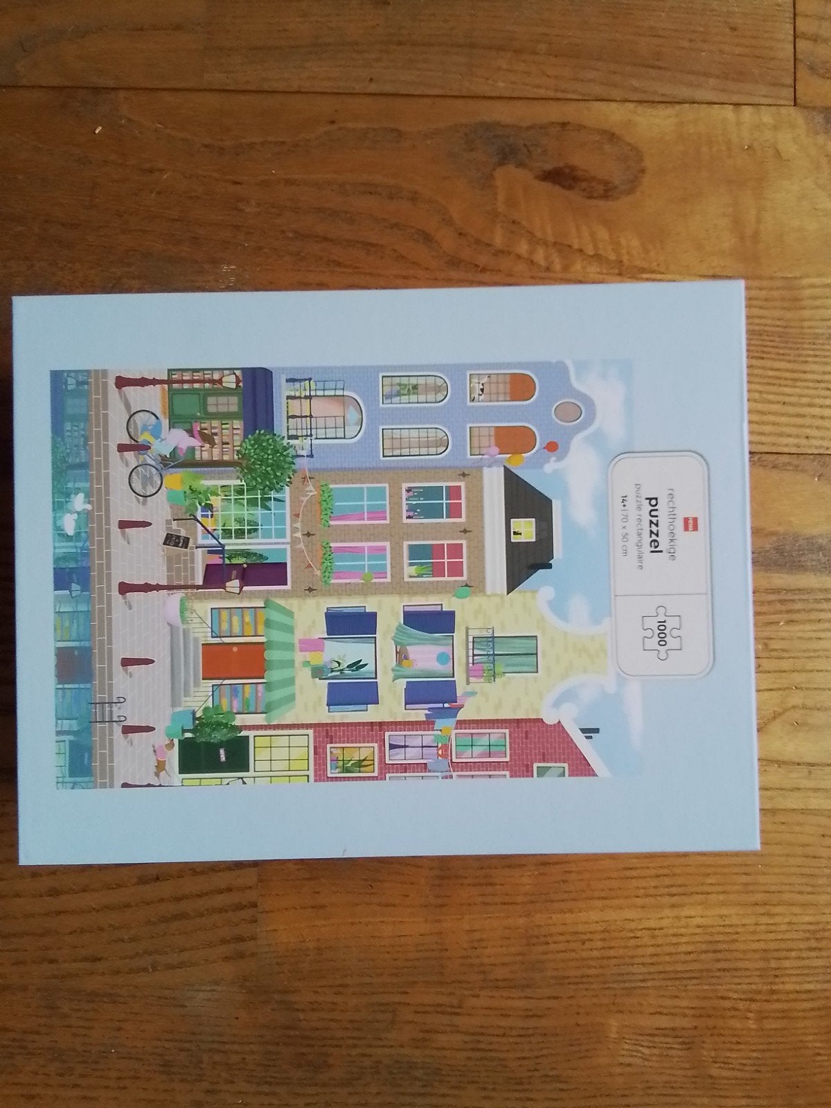 puzzel hema grachtenpanden 1000 stukjes, Ophalen, 500 t/m 1500 stukjes, Zo goed als nieuw