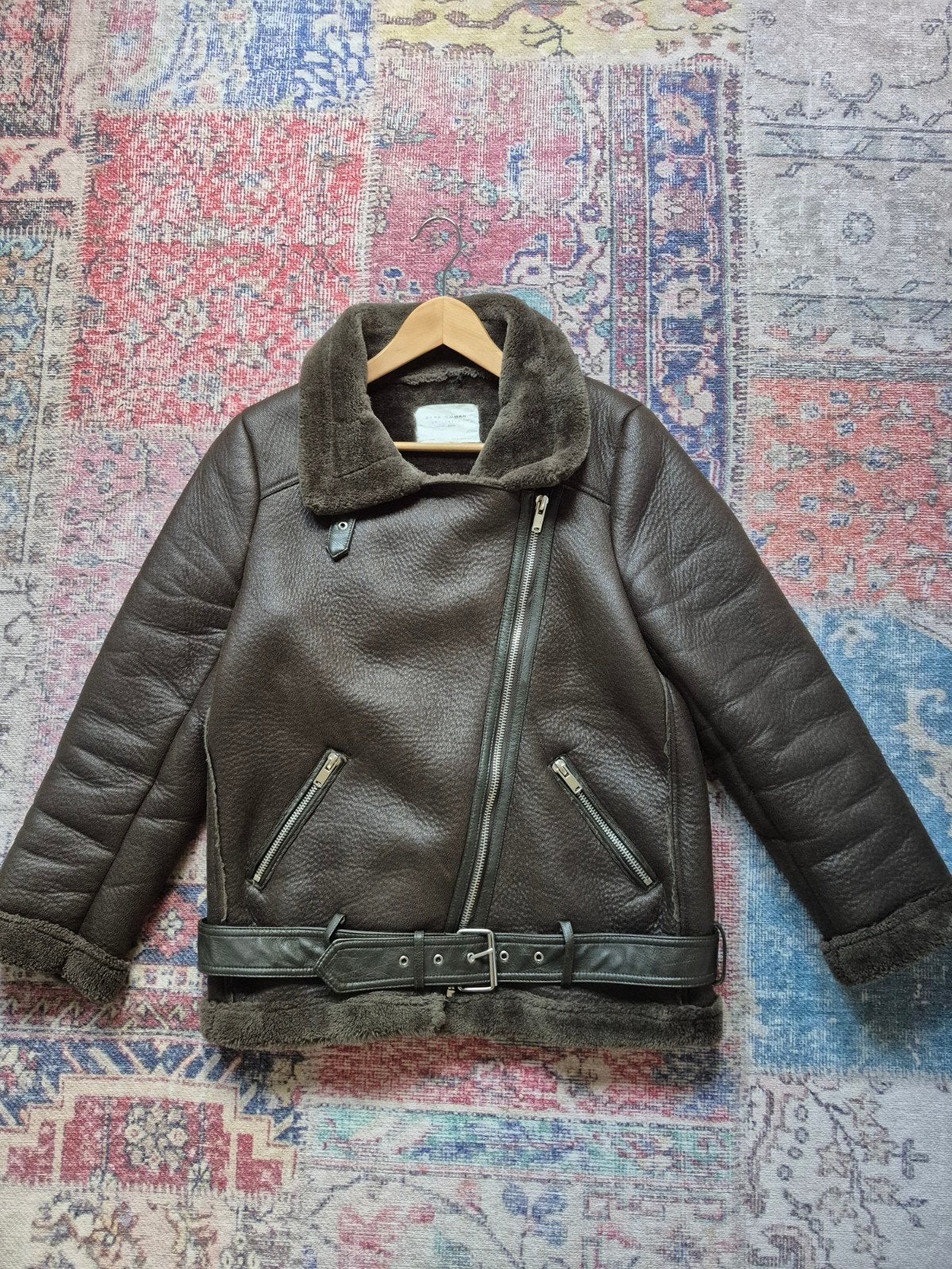 Zara Woman Bikerjack met teddy voering - Maat M, Maat 38/40 (M), Bruin, Verzenden, Zo goed als nieuw