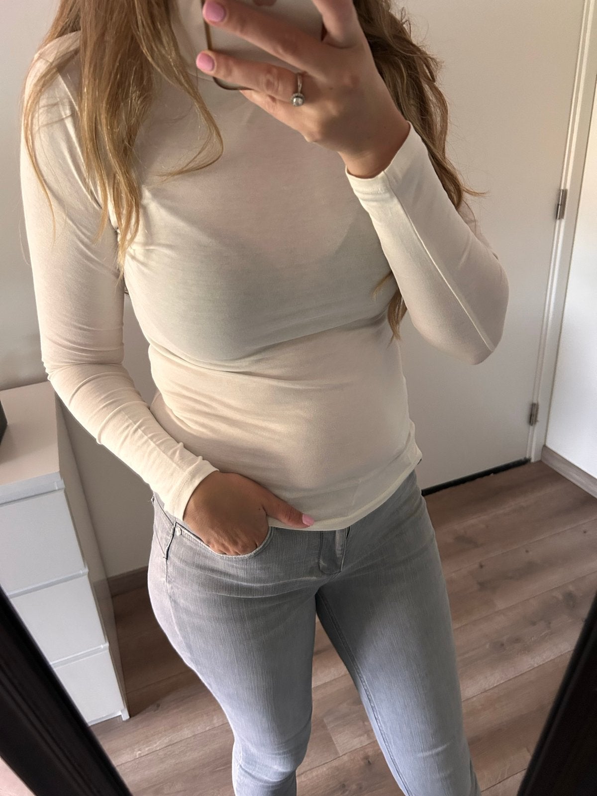 H&M Crèmekleurige Coltrui Lange Mouw Maat S, Kleding | Dames, Wit, Ophalen of Verzenden, Zo goed als nieuw, Lange mouw