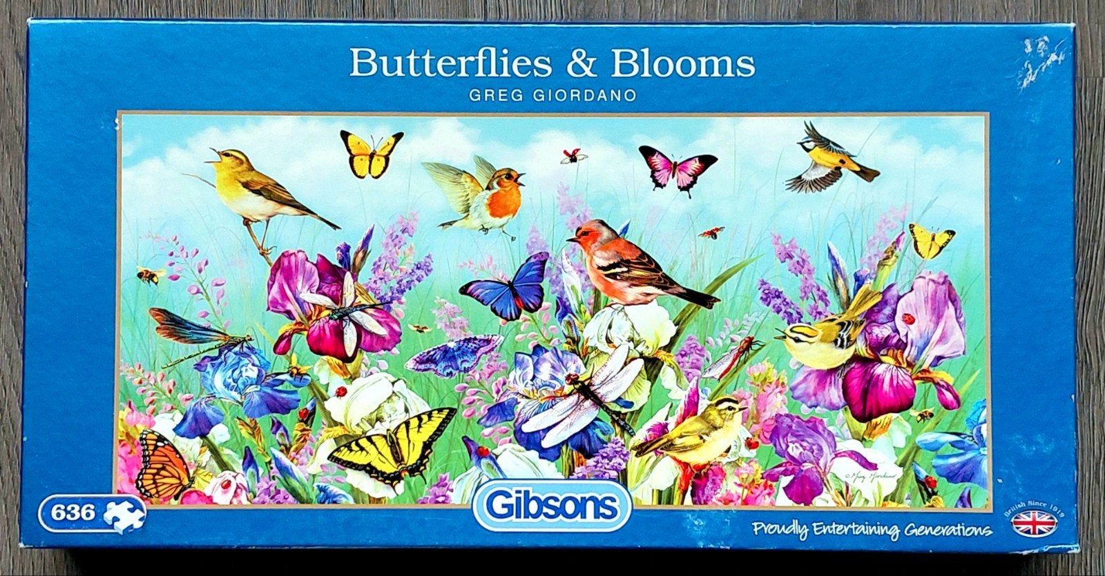 Gibsons puzzel Butterflies & Blooms 636 compleet, Ophalen of Verzenden, 500 t/m 1500 stukjes, Zo goed als nieuw, Legpuzzel