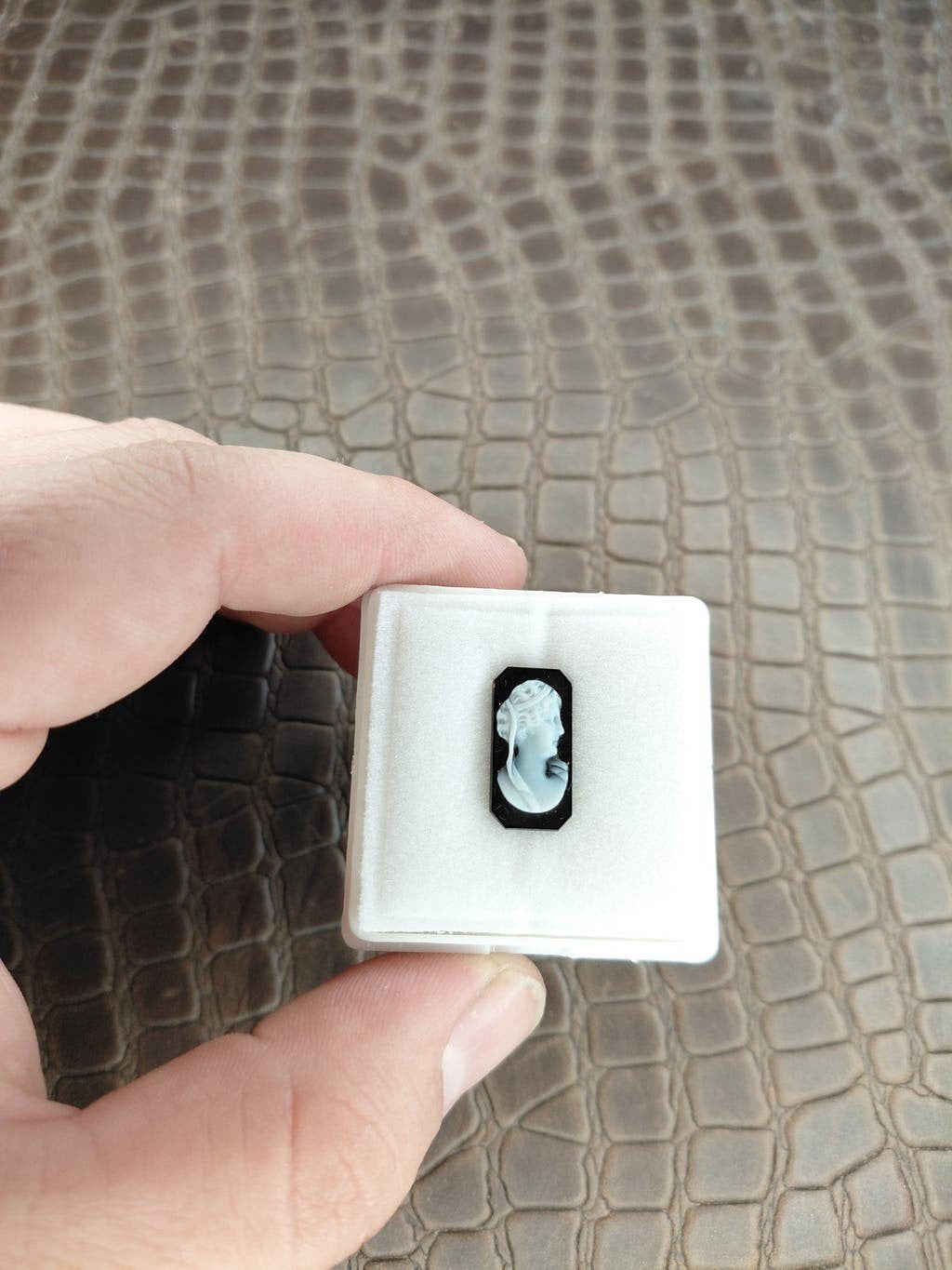 Mat en glanzende onyx camee, Ophalen of Verzenden