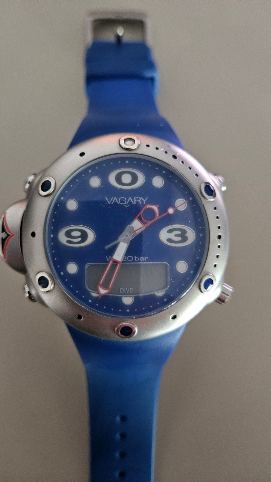 Vagary Aquadiver Herenhorloge - Blauw, 20 BAR, Watersport en Boten, Ophalen of Verzenden, Gebruikt, Duikcomputer