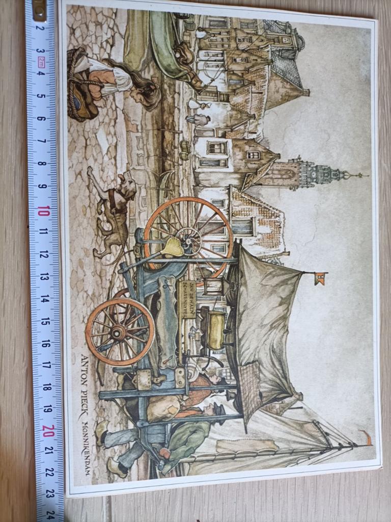 Anton Pieck Prent - Monnickendam, Verzamelen, Foto's en Prenten, Gebruikt, Prent, Overige onderwerpen, Voor 1940, Ophalen of Verzenden
