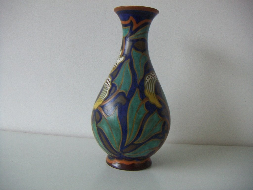 Zuid Holland Gouda plateel keramiek vaas jr1927. Dec. Flower, Antiek en Kunst, Antiek | Keramiek en Aardewerk, Ophalen of Verzenden
