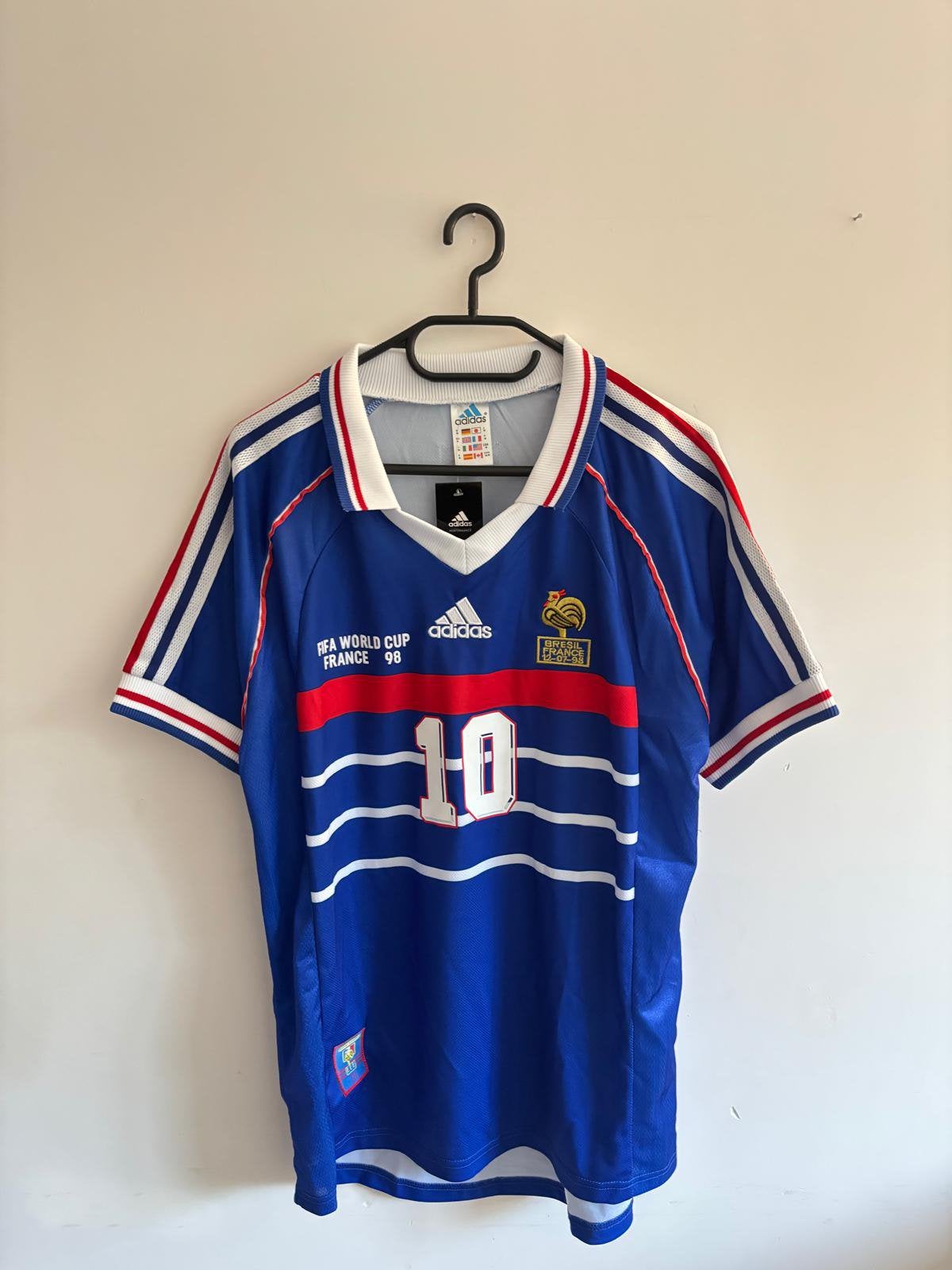 Zidane #10 Frankrijk 1998 World Cup Home Shirt Retro Jersey, Maat L, Ophalen of Verzenden, Zo goed als nieuw, Shirt
