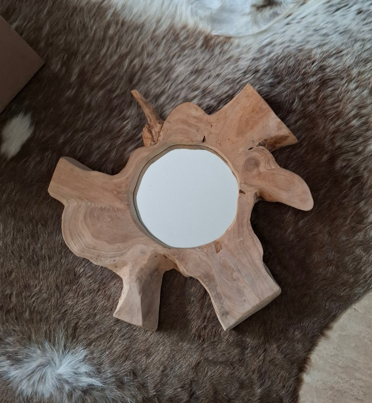unieke houten spiegel, Minder dan 50 cm, Ophalen of Verzenden, Zo goed als nieuw, Minder dan 100 cm