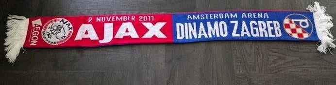 Ajax sjaal 2 november 2011 - Ajax vs Dinamo Zagreb, Ophalen of Verzenden, Zo goed als nieuw, Clubaccessoires