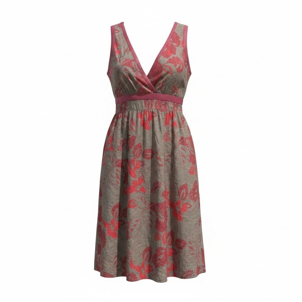 Mexx damesjurk maat 42 - rood  / grijze bloemenprint, Overige typen, Mexx, Maat 42/44 (L), Nieuw