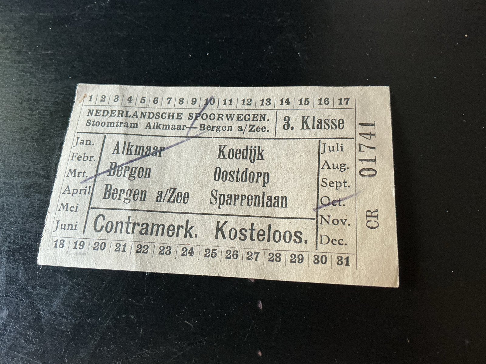 Stoontram kaartje oud Bergen, Verzamelen, Spoorwegen en Tramwegen, Verzenden, Gebruikt, Tram, Kaart of Prent