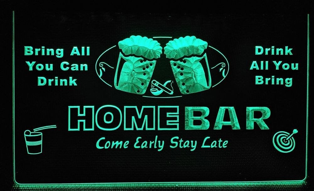 Home Bar come early stay late reclame ledlamp groen led lamp, Info@deconoord.nl, Deco Noord, Nieuw, Ophalen of Verzenden
