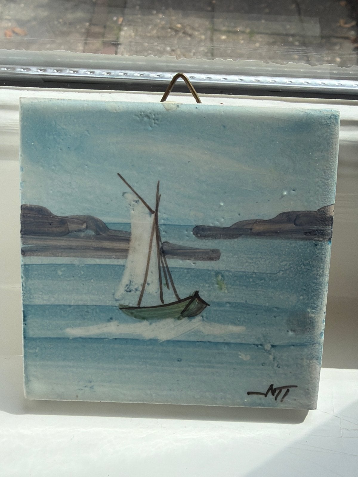 Set van 3 handgeschilderde keramische tegels, 7,5x7,5cm, Ophalen of Verzenden