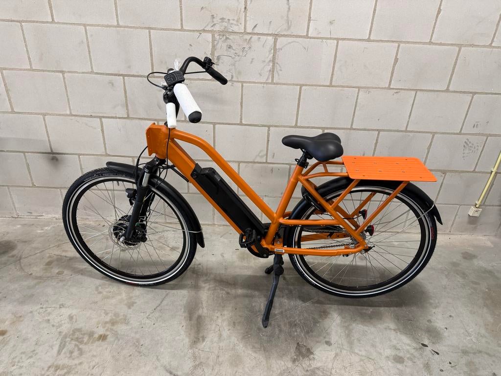 BEZORGFIETS Oranje elektrische fiets met achterdragen, Overige merken, Gebruikt, Ophalen of Verzenden, 51 tot 55 cm