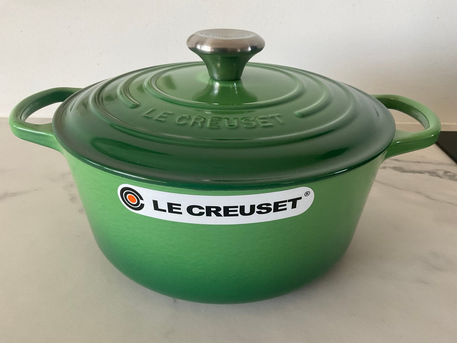 Le creuset 24 cm pan, bamboo groen, 4,2 lt, nieuw, Gietijzer, Nieuw, Ophalen of Verzenden, Keramische plaat