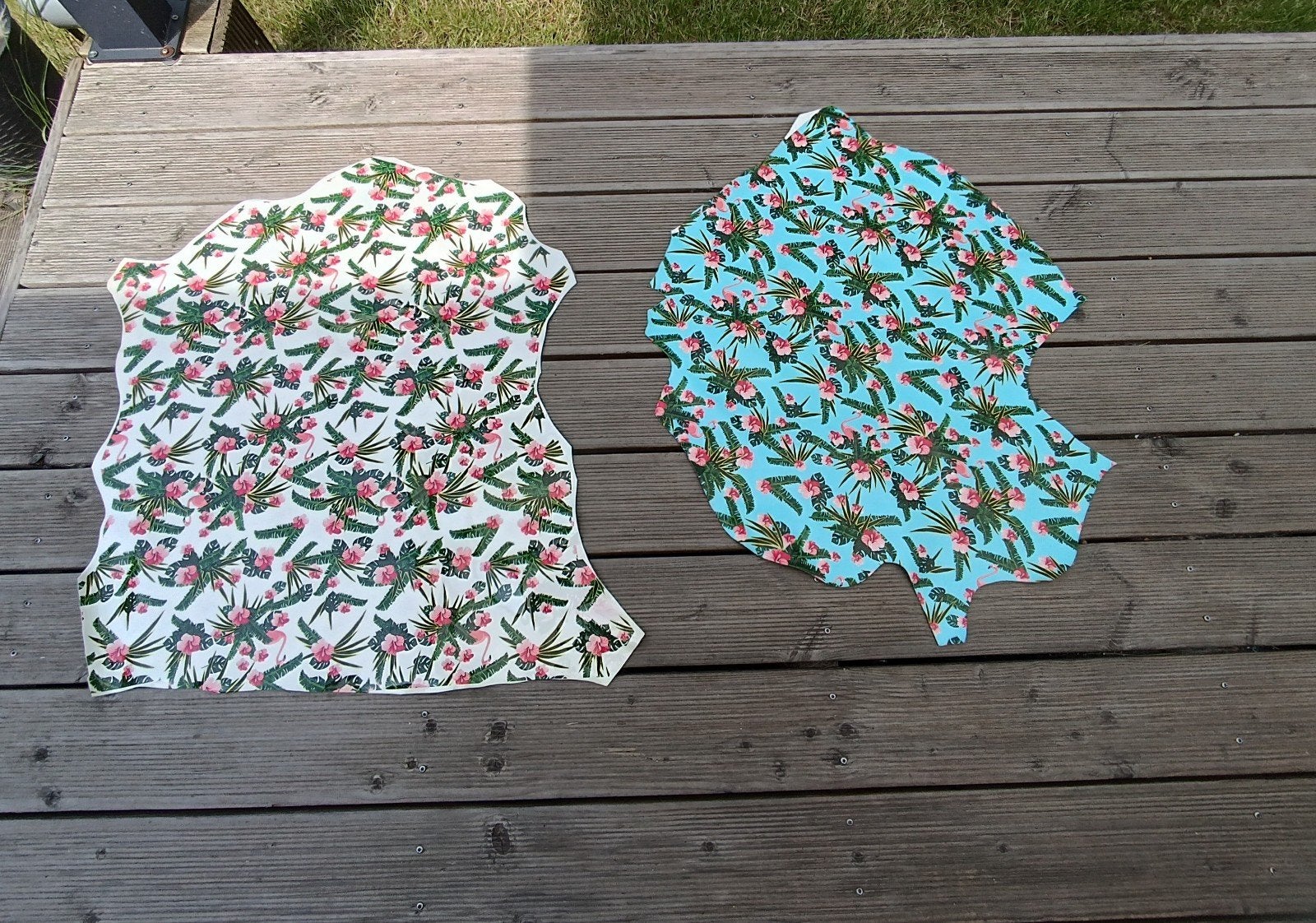 Echt leer met flamingo-print, Ophalen, Rechthoek