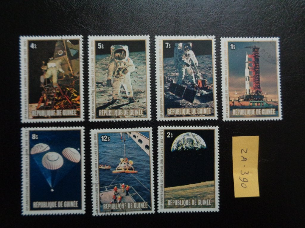 guinee - 10 jaar na de 1ste maanlanding 1980 (za-390), Ophalen of Verzenden, Guinee, Gestempeld