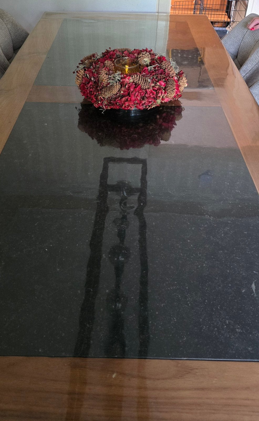 Robuuste eettafel met natuurstenen bladen, Ophalen, Gebruikt, Modern landelijk, 50 tot 100 cm