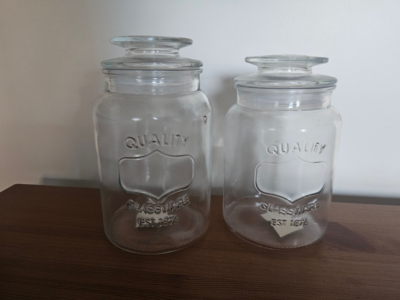 Nieuw Set van 2 glazen voorraadpotten - Quality Glassware, Voorraadpot, Ophalen of Verzenden, Nieuw, Glas