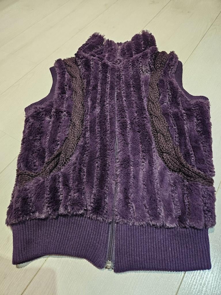 Vest imitatiebont aubergine donker paars maat XS/S, Verzenden, Zo goed als nieuw, Maat 34 (XS) of kleiner, Paars