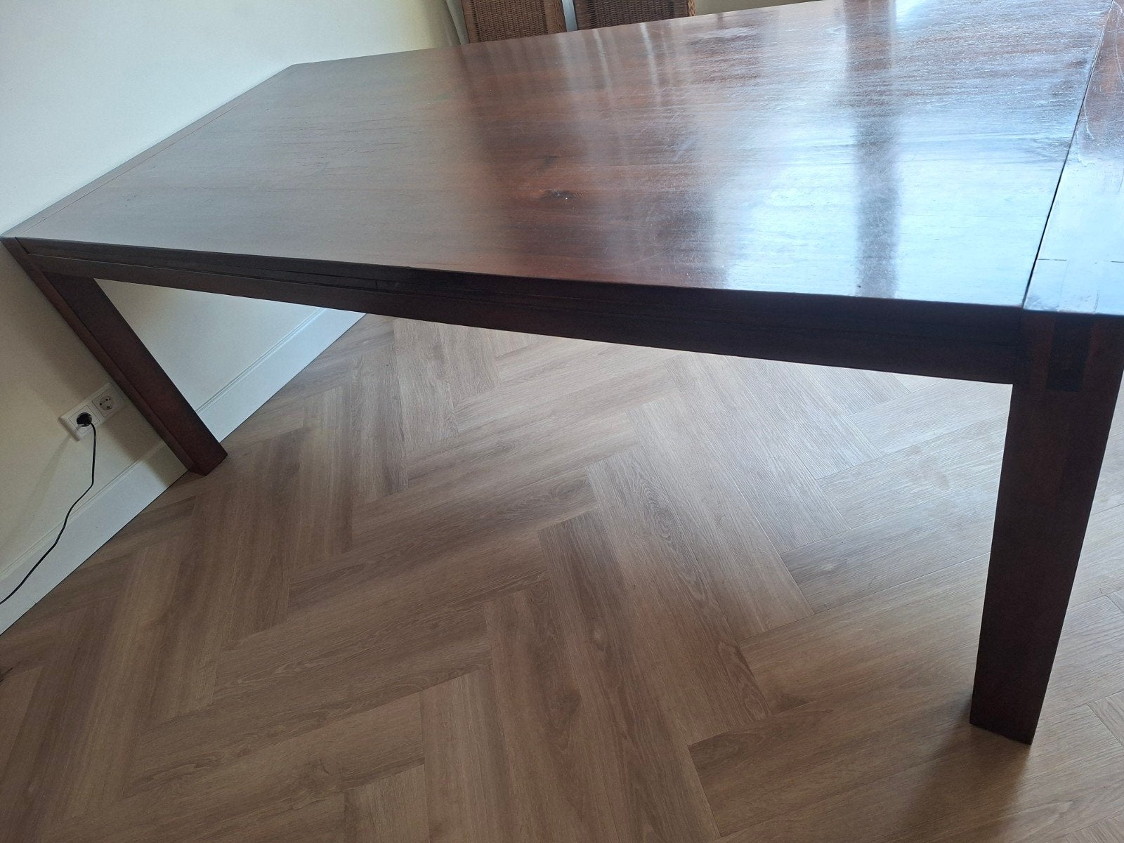 eettafel 220x100cm teak/koloniaal, Ophalen, Gebruikt, Teakhout, 200 cm of meer