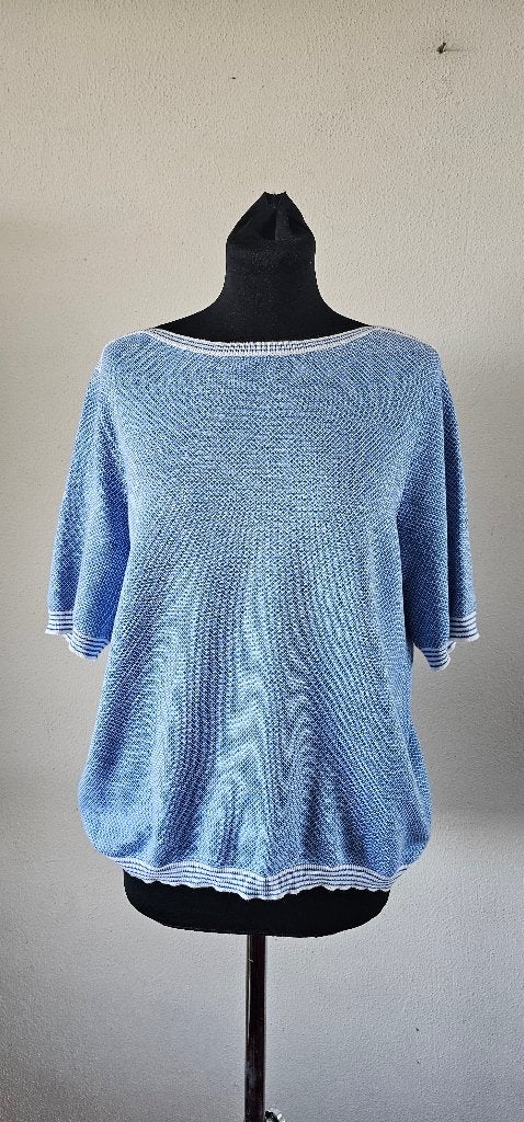 Peter Hahn Blauwe Gebreide Top Maat M (1425), Maat 38/40 (M), Blauw, Ophalen of Verzenden, Zo goed als nieuw
