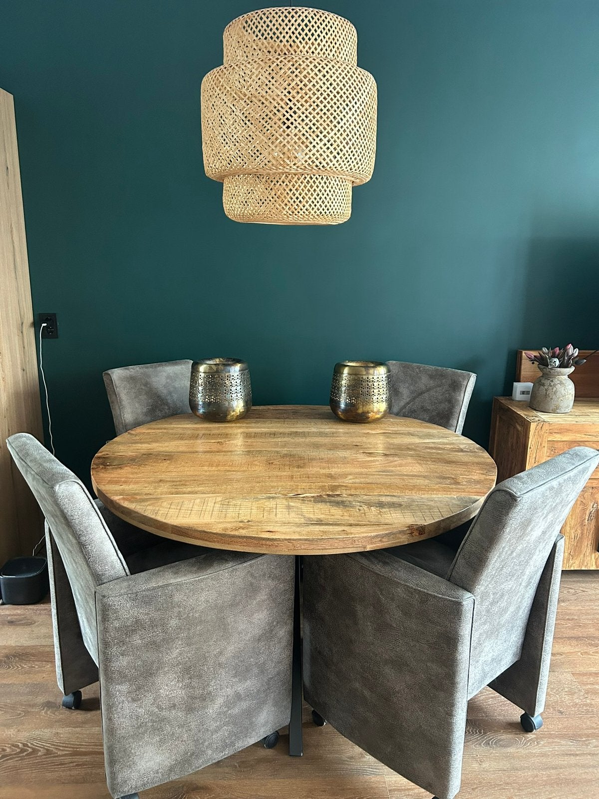 Ronde eettafel, Huis en Inrichting, Tafels | Eettafels, Zo goed als nieuw, 100 tot 150 cm, Rechthoekig, Metaal, Ophalen