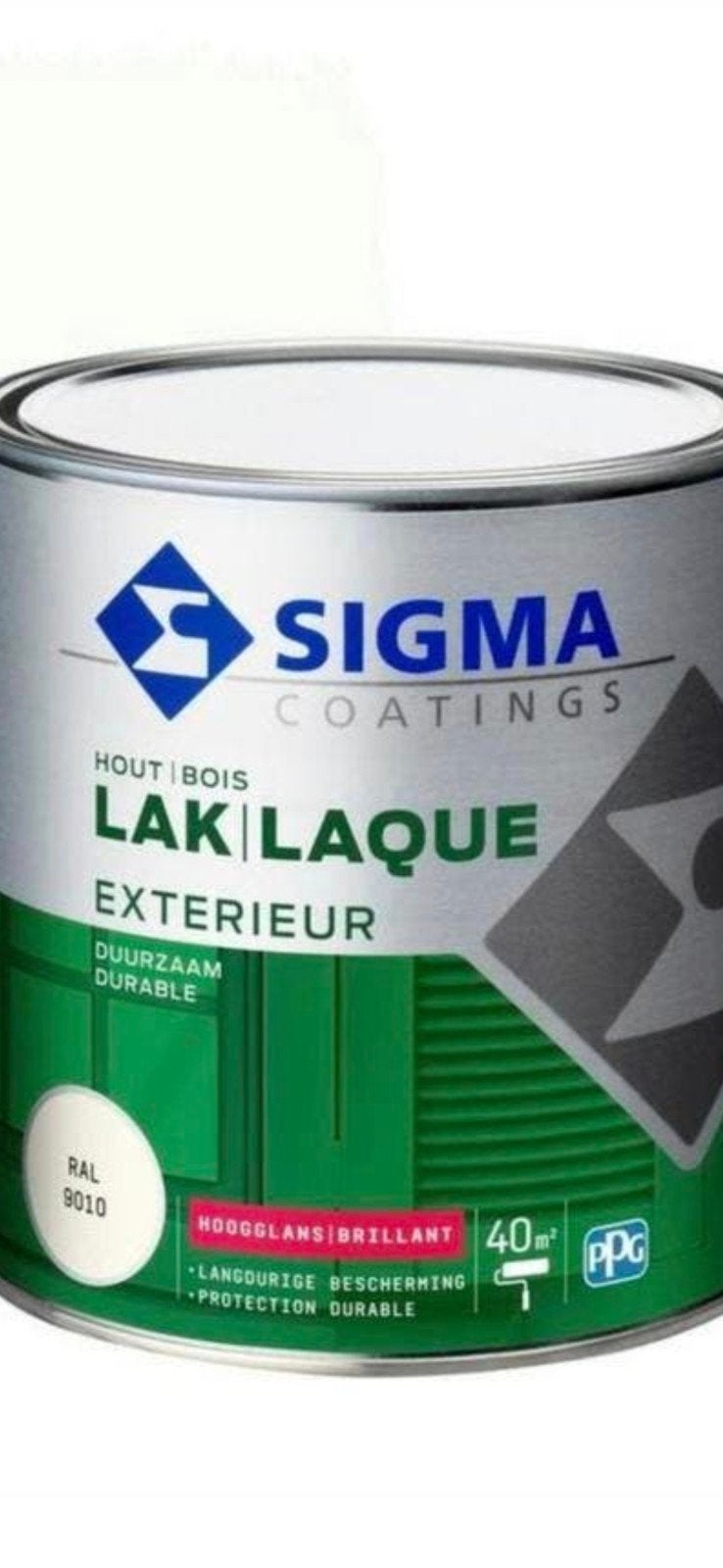 2x 2.5 liter sigma buitenlak hoogglans 9010, Ophalen of Verzenden, Nieuw, Wit, Lak