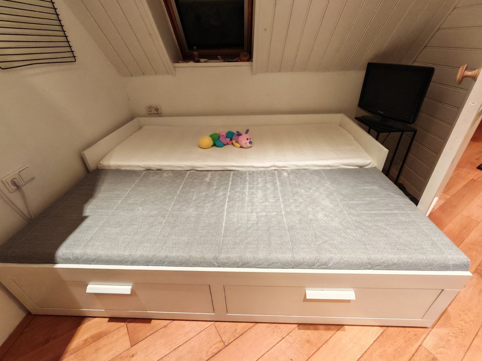 Uitschuifbaar bed 80/160 x 200 Ikea Bedbank Brimnes, Ophalen, Gebruikt, Tweepersoons