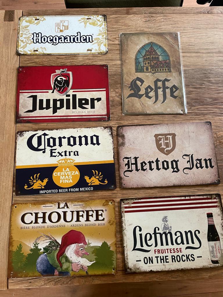 Metalen Reclameborden Bier/Frisdrank - Diverse Afmetingen, Verzamelen, Ophalen of Verzenden, Gebruikt, Reclamebord