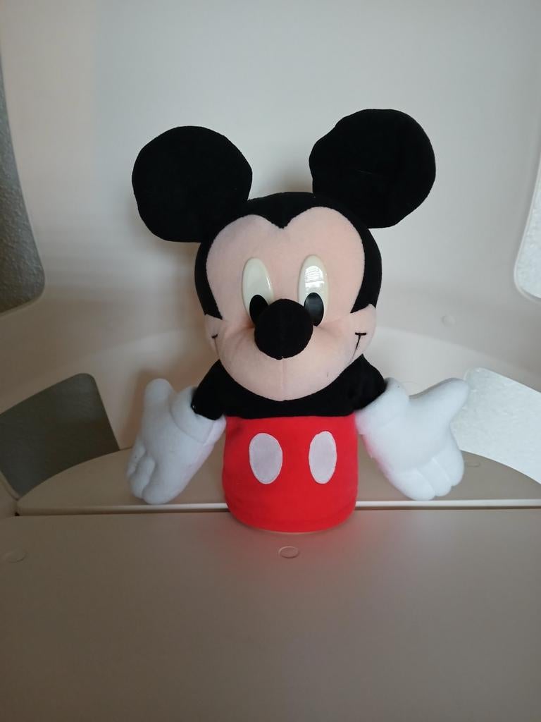 Disney Handpop Mickey Mouse., Ophalen of Verzenden, Mickey Mouse, Zo goed als nieuw, Beeldje of Figuurtje