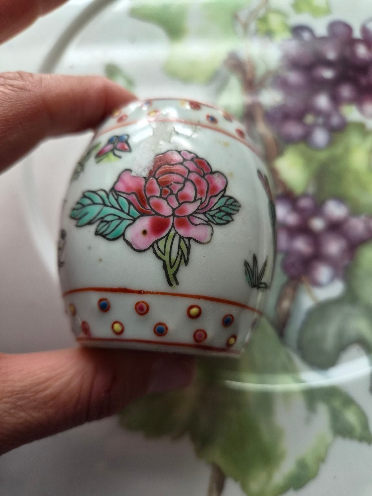 Vintage Chinees porseleinen zoutvaatje met bloemmotief, Antiek en Kunst, Ophalen of Verzenden