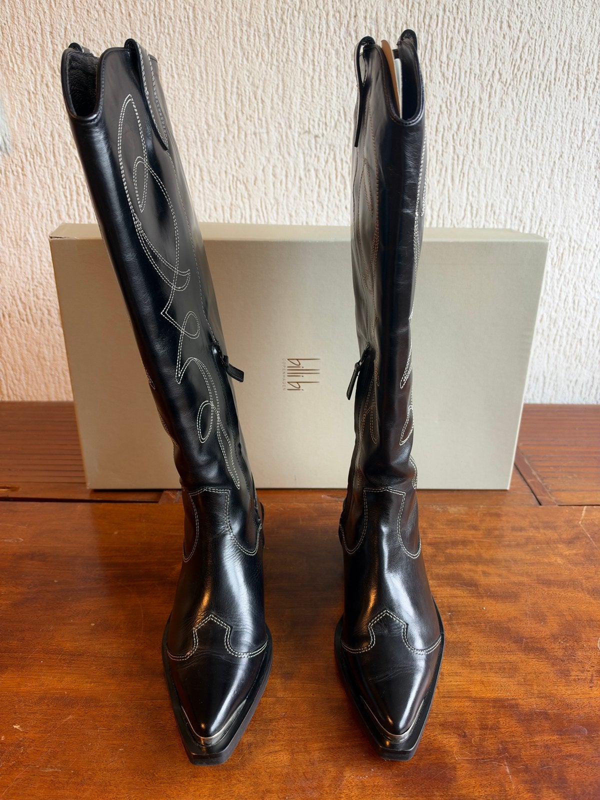 Billini zwarte cowboylaarzen met witte stiksels, Hoge laarzen, Zwart, Nieuw, Ophalen of Verzenden