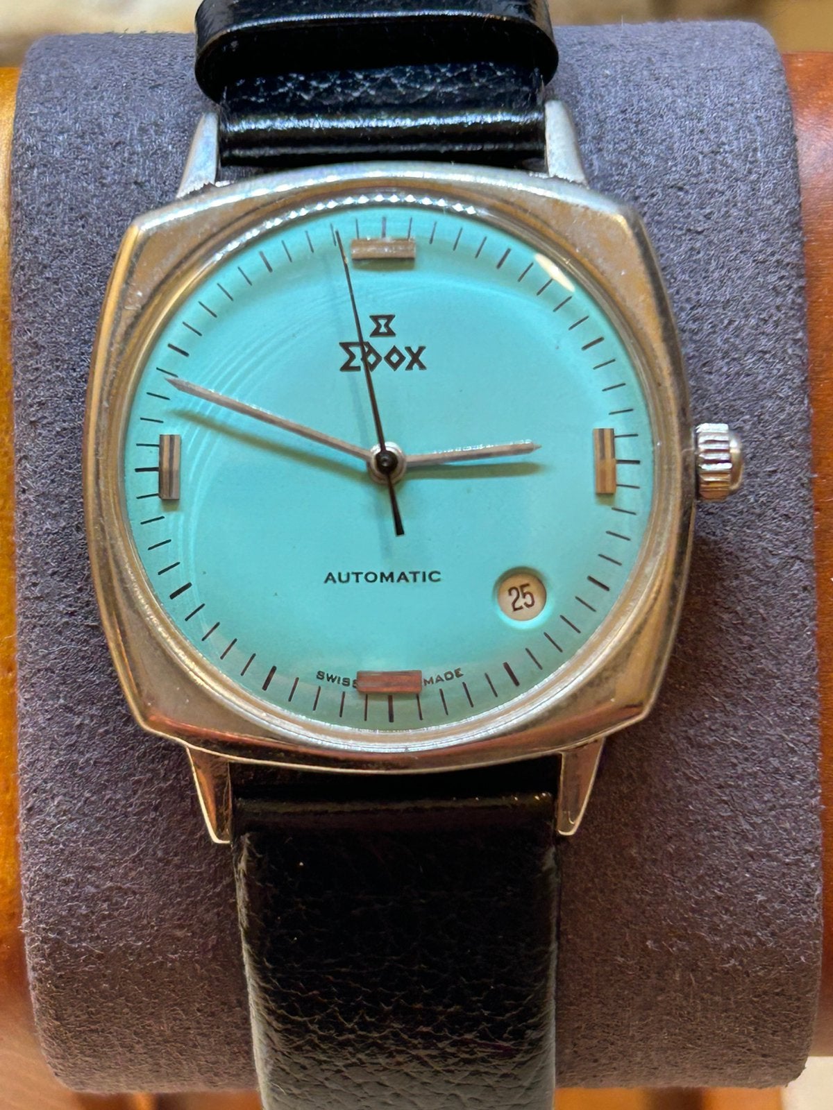 Vintage Edox Automatic– Tiffany Blue wijzerplaat– Ultra Slim, Overige merken, Staal, Met bandje, Verzenden