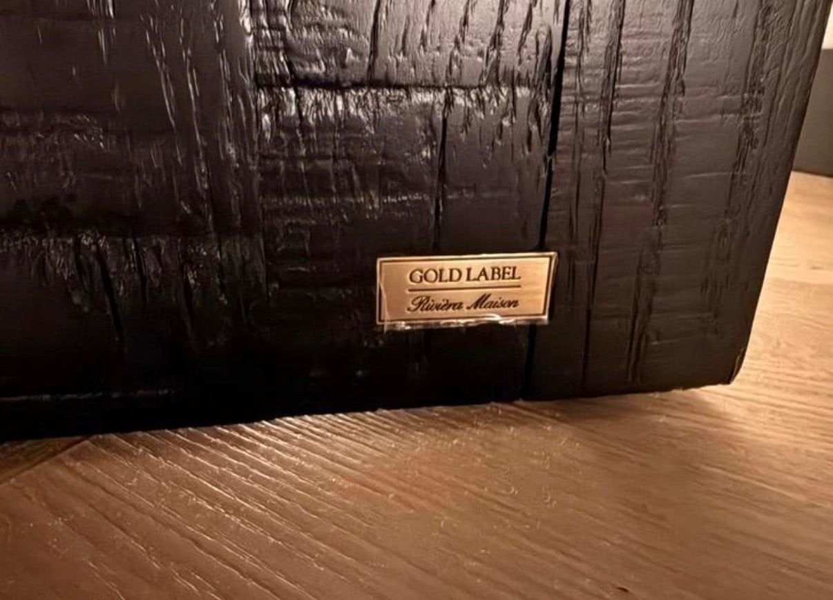 Riviera Maison Gold Label Eettafel Rond Zwart Hout, Ophalen, 100 tot 150 cm, Rond, Zo goed als nieuw