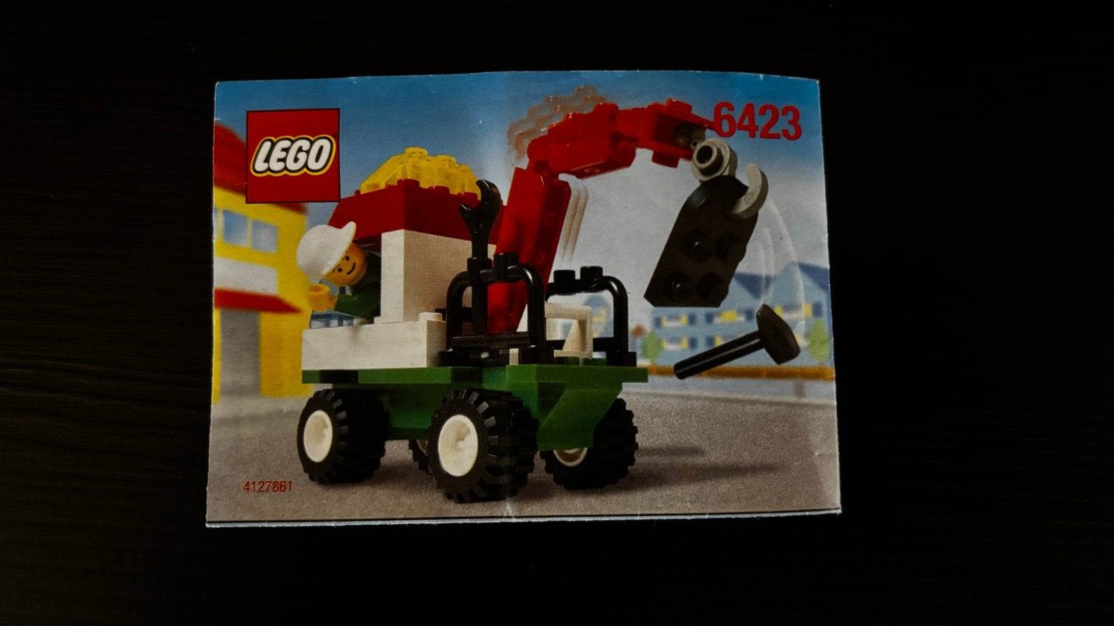 Lego System 6423: Kraanwagen met Minifiguur en Boekje, Overige thema's, Lego, Ophalen of Verzenden, Zo goed als nieuw