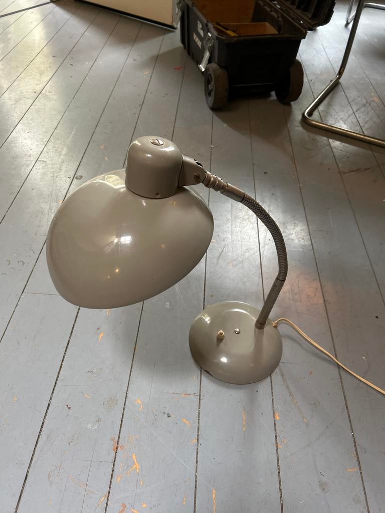 Vintage Mid-Century SIS Tafellamp - Grijs Metaal, Ophalen, Gebruikt, Metaal, Minder dan 50 cm