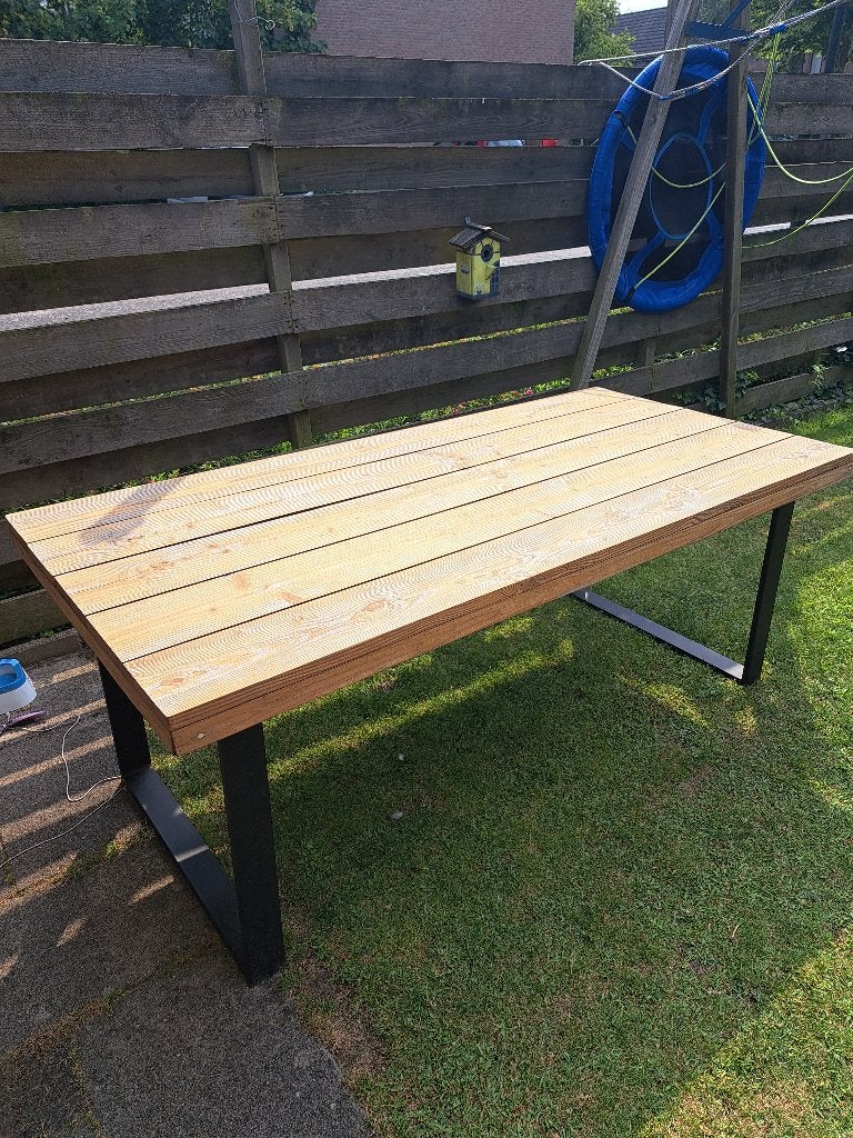 Douglas tuintafel 99x 200 cm, Ophalen, Zo goed als nieuw, Rechthoekig, Hout
