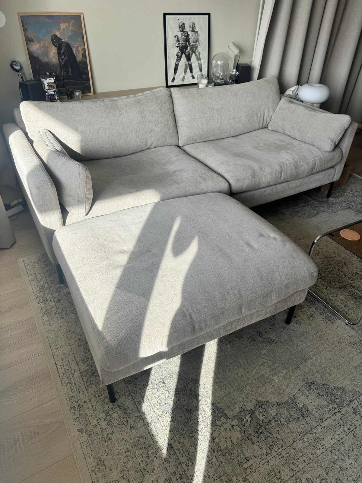 Zuiver summer bank latte inclusief hocker, Gebruikt, Driepersoons, 75 tot 100 cm, Ophalen of Verzenden