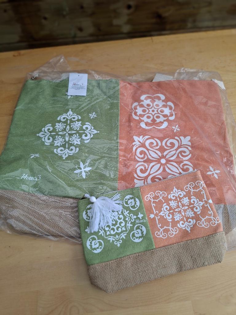 14zero3 shopper set 2-delig groen/zalm Italiaans design, Anneonline, Steenbergen, Shop@wesell4u.nl, Shopper