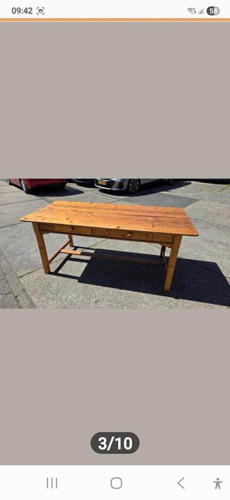 Antieke Franse boeren eettafel, Ophalen, Gebruikt, Grenenhout, 25 tot 50 cm