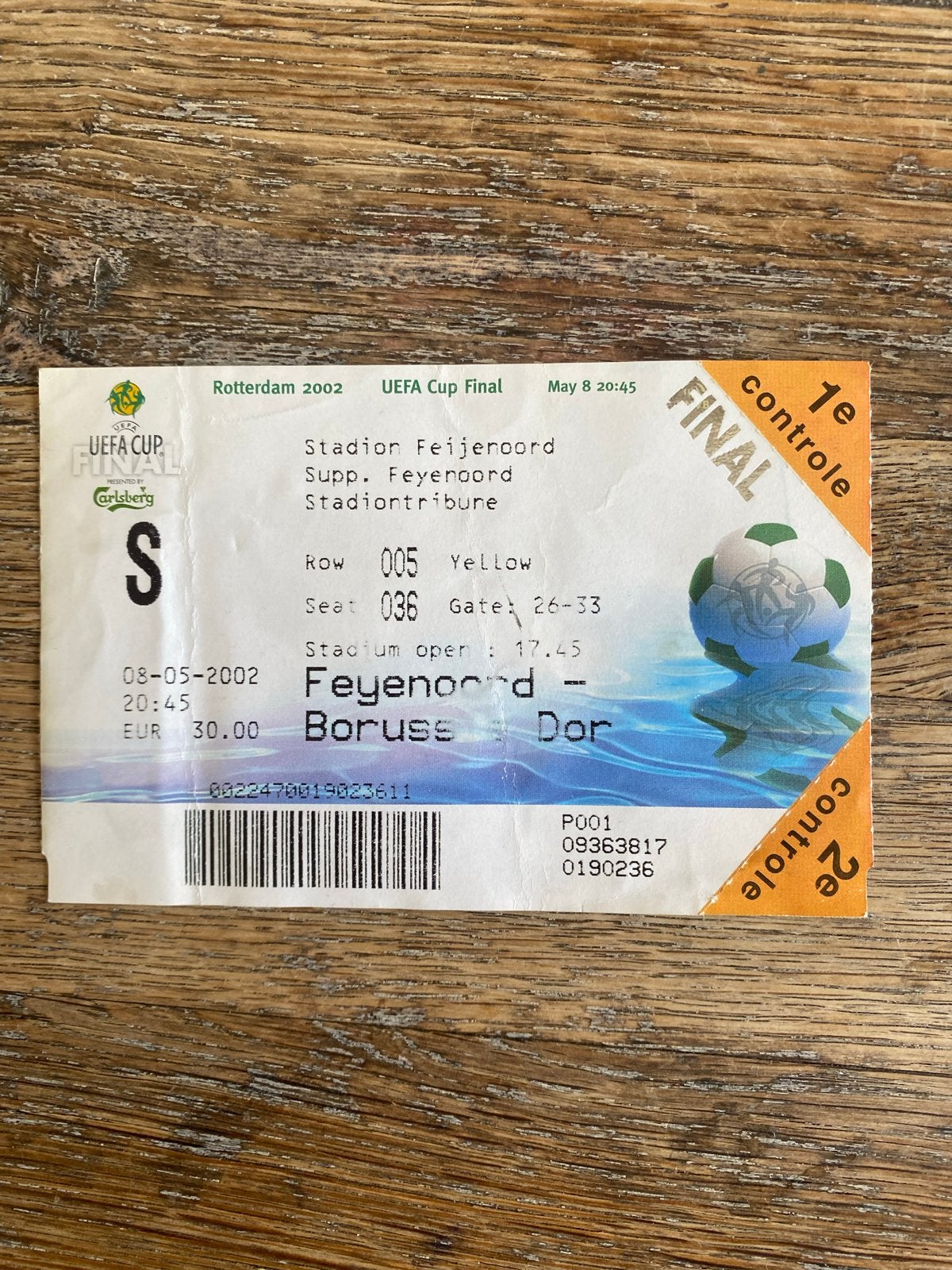 Originele Feyenoord tickets UEFA Cup 2002 +finale +Super Cup, Tickets en Kaartjes