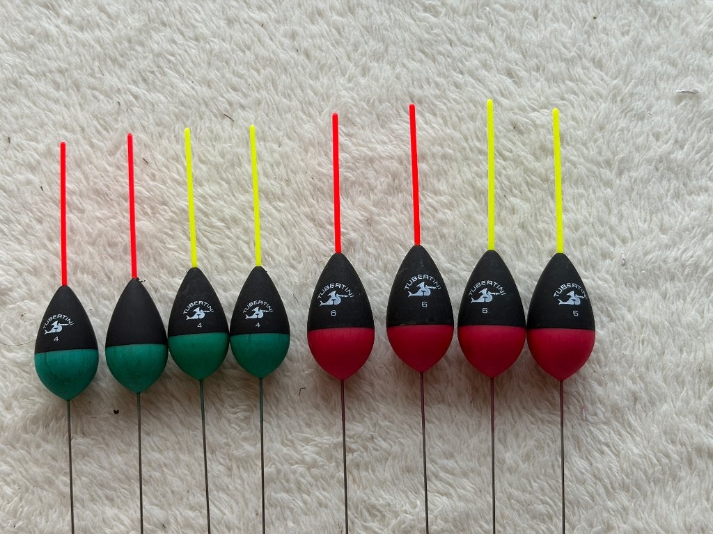 adv 163 / NIEUW serie 8 dobbers TUBERTINI, Ophalen of Verzenden, Nieuw, Dobber of Lood