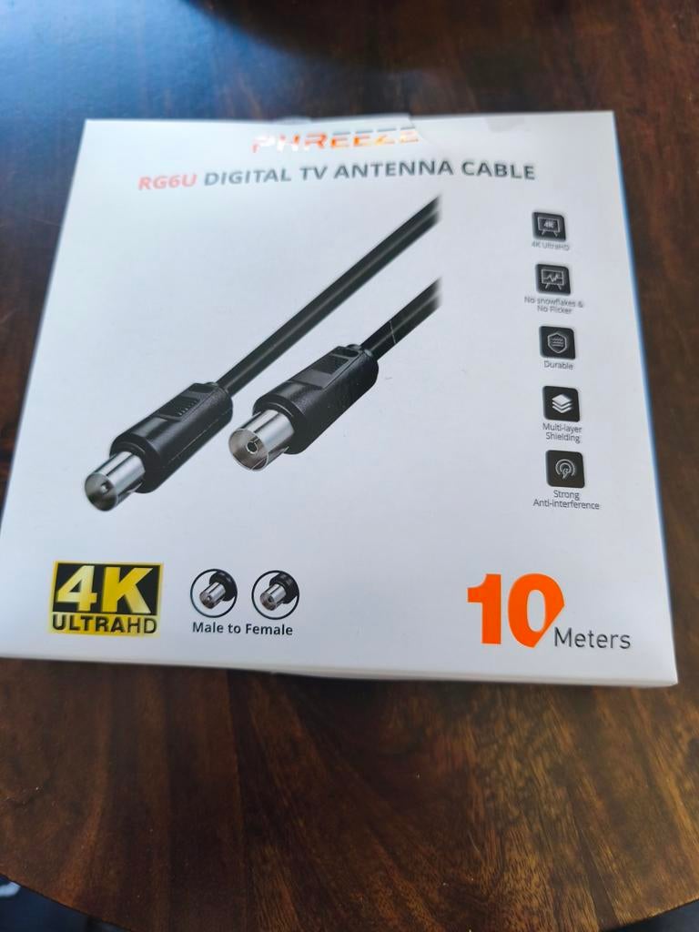 Ziggo Coax Kabel 10m met Ferrietfilter - 4K UHD LTE/4G, Audio, Tv en Foto, Audiokabels en Televisiekabels, Ophalen of Verzenden