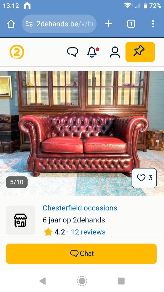 Chesterfield een echte., Ophalen, 75 tot 100 cm, 125 cm of meer