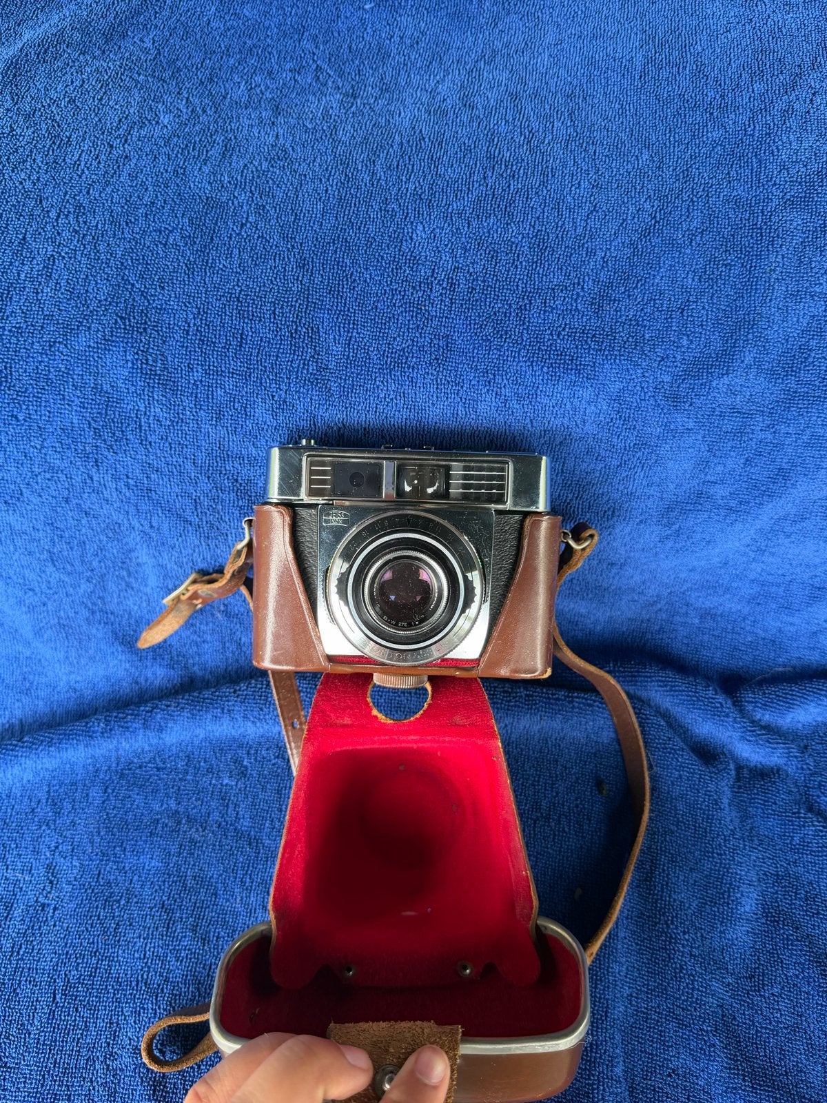 Vintage Zeiss Ikon Contessa LKE camera met lederen tas, Audio, Tv en Foto, Fotocamera's Analoog, Ophalen, Gebruikt, Compact, Overige Merken