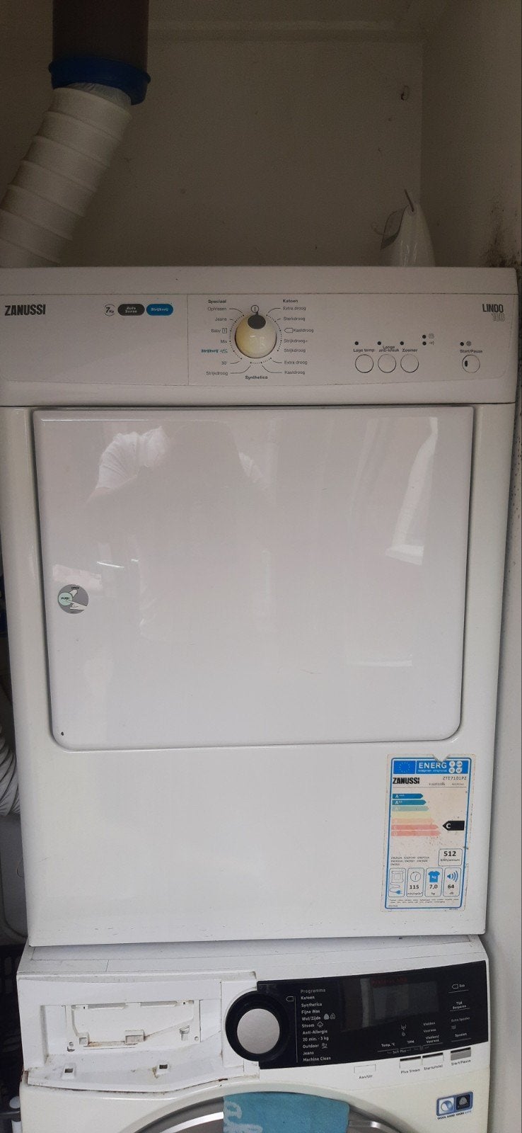 Zanussi Lindo 100 Luchtafvoer Wasdroger - 7 kg, Gebruikt, Luchtafvoer, Ophalen of Verzenden, Info@zanussi.nl