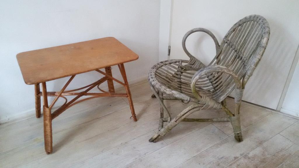 rieten rotan stoel vintage jaren 60 retro, Gebruikt, Bruin, Vintage, Riet of Rotan