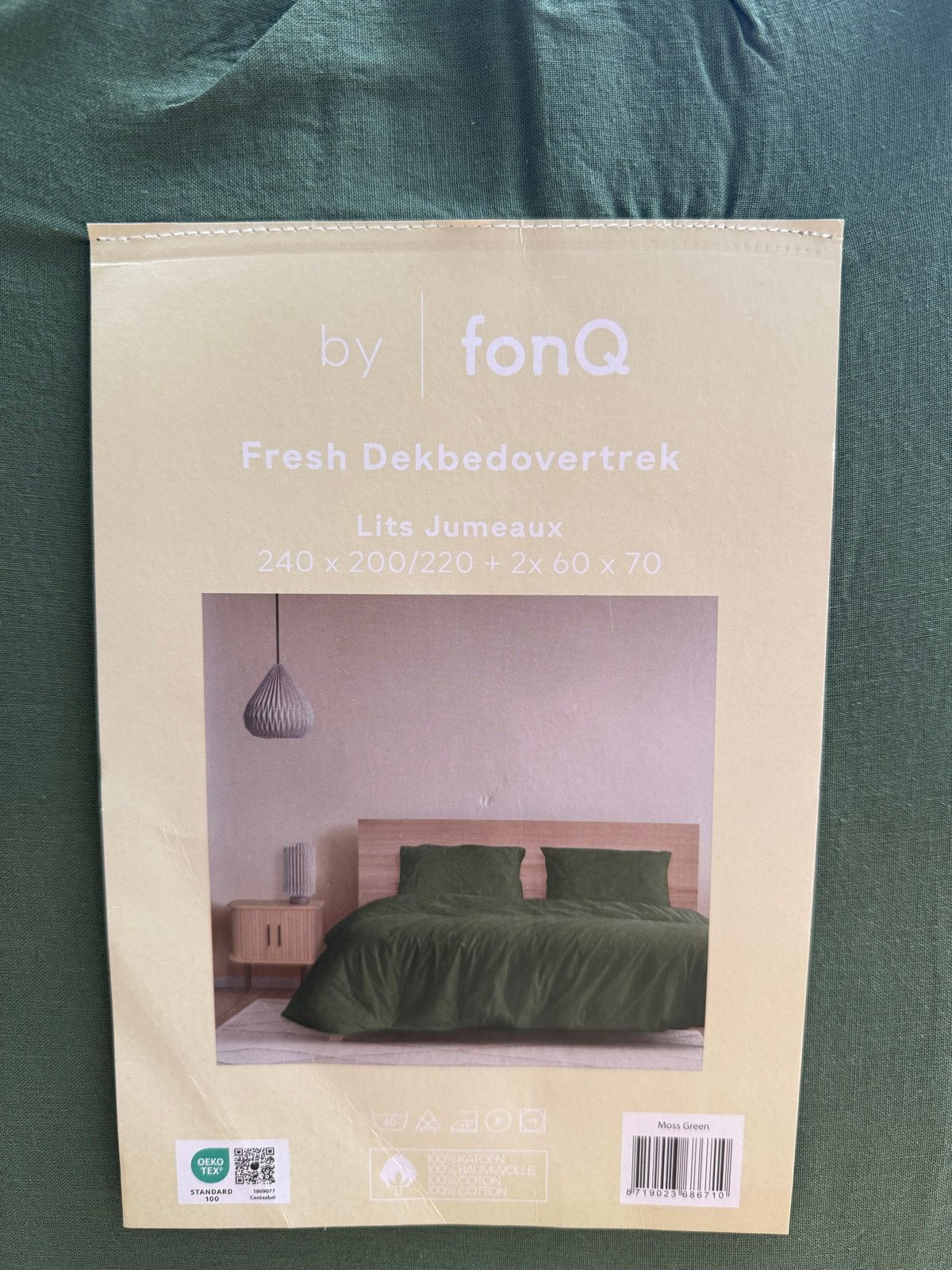 FonQ Fresh Dekbedovertrek Lits-Jumeaux Moss Green Katoen, Lits-jumeaux, Dekbedovertrek, Katoen, Nieuw
