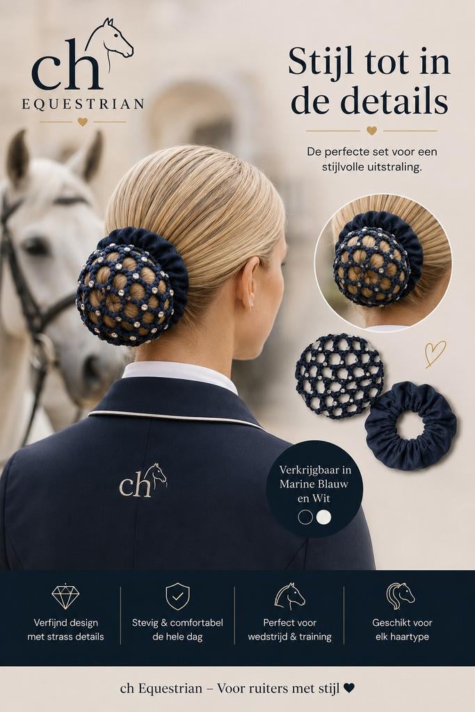 Dressuur netje + scrunchie blauw, Overige typen, Nieuw, Kinderen, Dressuur